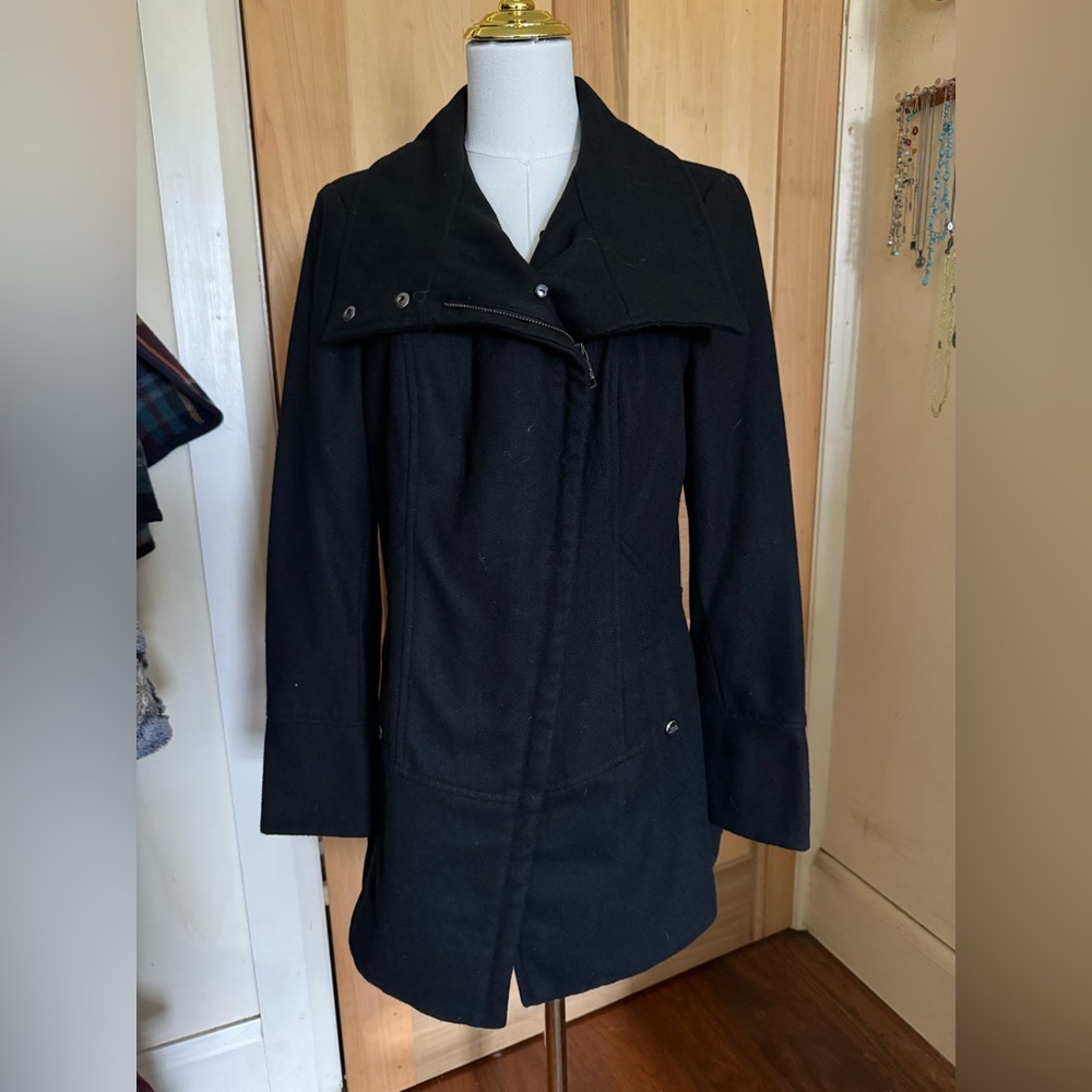 ModCloth Steve Madden Asymmetrical Black zip up Coat - Black size Medium M